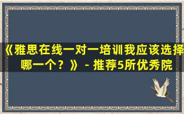 《雅思在线一对一培训我应该选择哪一个？》 - 推荐5所优秀院校